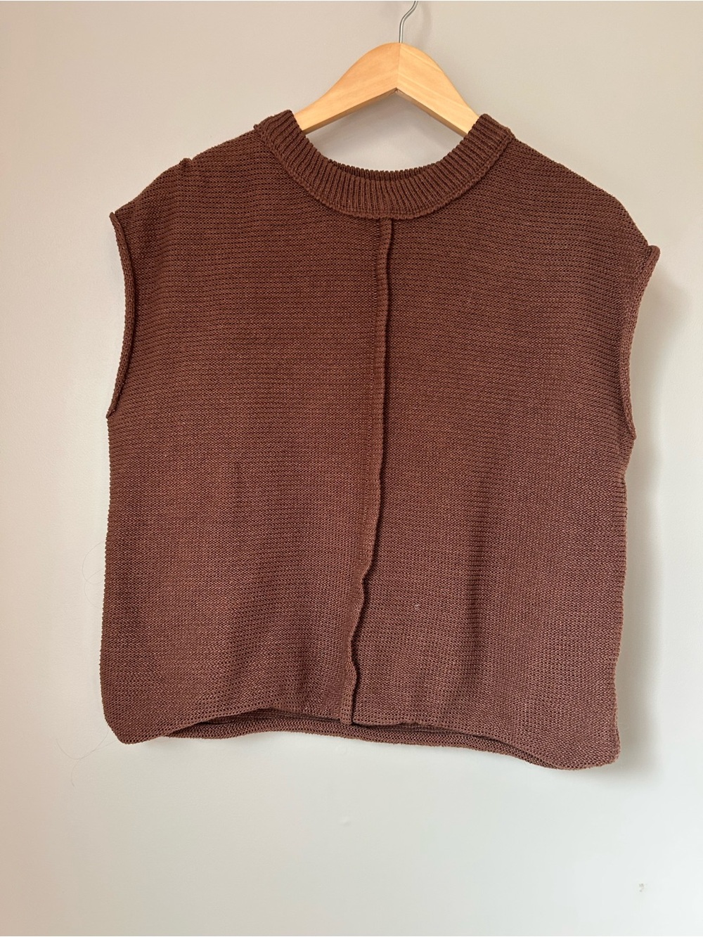 Source Unknown Chocolate Brown Sleeveless Crewneck Sweater Vest